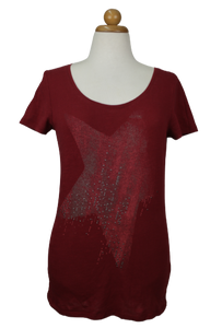 Μπορντώ tshirt με αστέρι - L