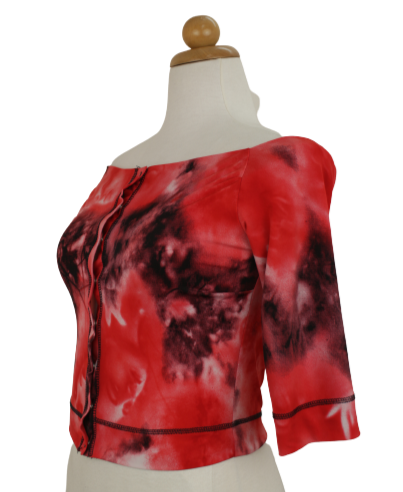 Εμπριμέ cropped τοπ-ζακέτα - ΧS/S