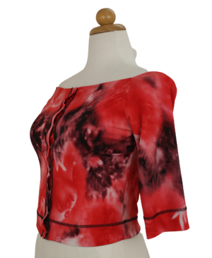 Εμπριμέ cropped τοπ-ζακέτα - ΧS/S