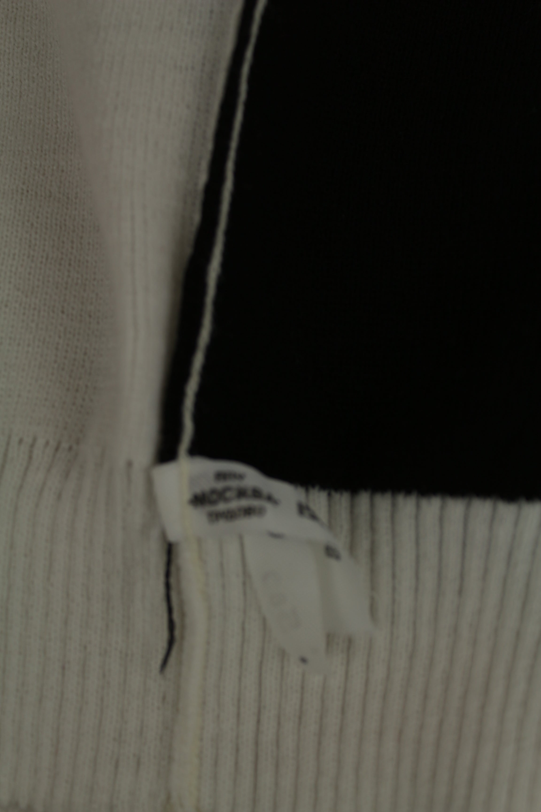 Vintage cropped ασπρόμαυρο πλεκτό τοπ με ράντες - S