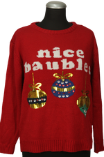 Γιορτινή πλεκτή μπλούζα με "nice baubles" αποτύπωμα
