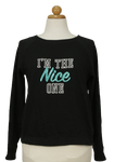 Φούτερ μπλούζα με "I' M THE nice ONE" αποτύπωμα - Μ