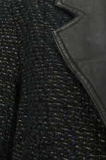 Μπλε cropped τζάκετ με χρυσοκλωστή - M/L