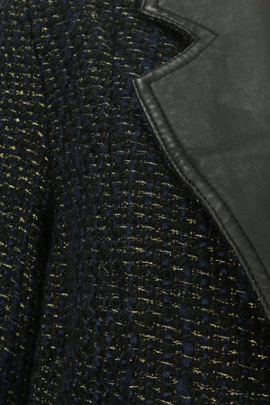Μπλε cropped τζάκετ με χρυσοκλωστή - M/L