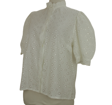 Vintage  broderie aglaise style πουκάμισο-τοπ με εντυπωσιακά μανίκια - M