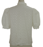 Vintage  broderie aglaise style πουκάμισο-τοπ με εντυπωσιακά μανίκια - M
