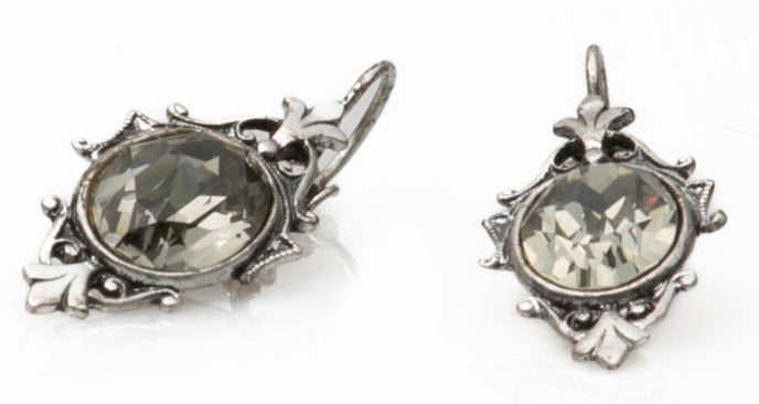 Κρεμαστά γκρι σκουλαρίκια με κρύσταλλο Swarovski