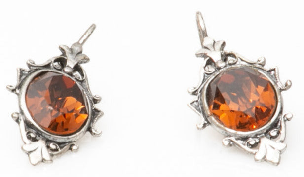 Κρεμαστά καφέ σκουλαρίκια με κρύσταλλο Swarovski