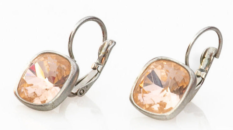 Κρεμαστά σομόν σκουλαρίκια με κρύσταλλο Swarovski