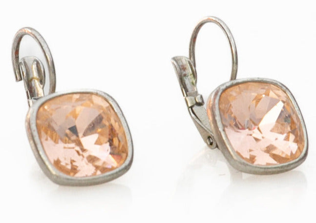 Κρεμαστά σομόν σκουλαρίκια με κρύσταλλο Swarovski