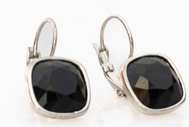 Κρεμαστά μαύρα σκουλαρίκια με κρύσταλλο Swarovski